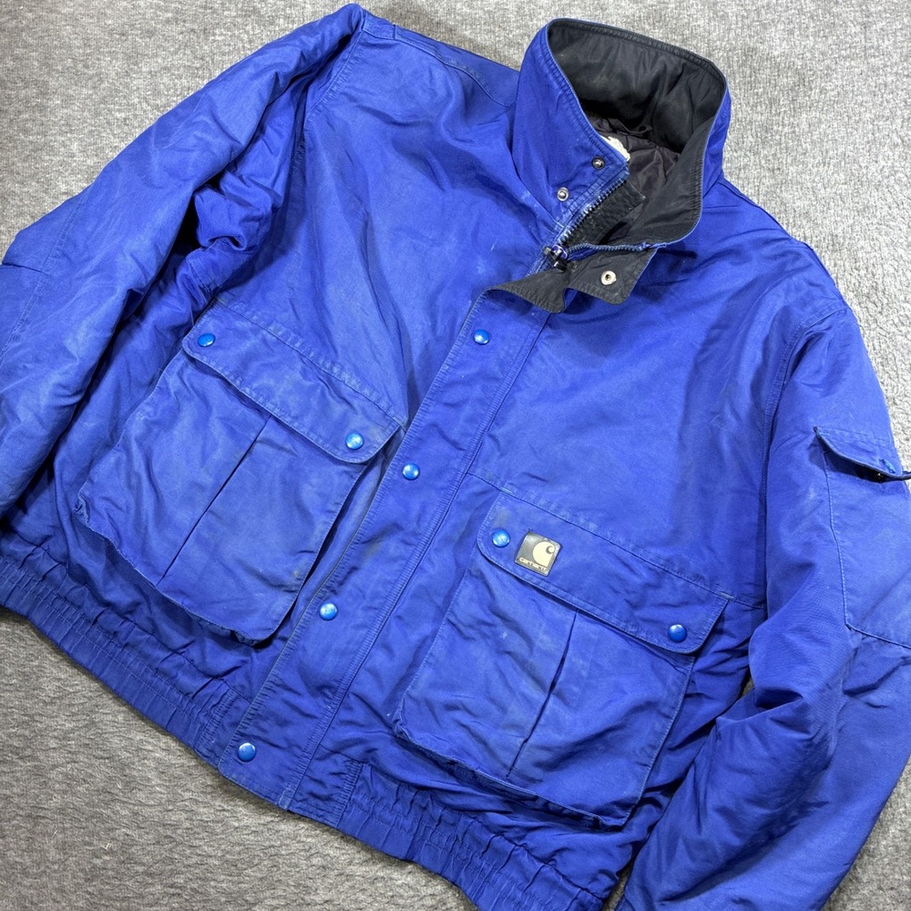 Vintage Carhartt Arctic Quilt Lined Jacket Mens Large Blue Workwear